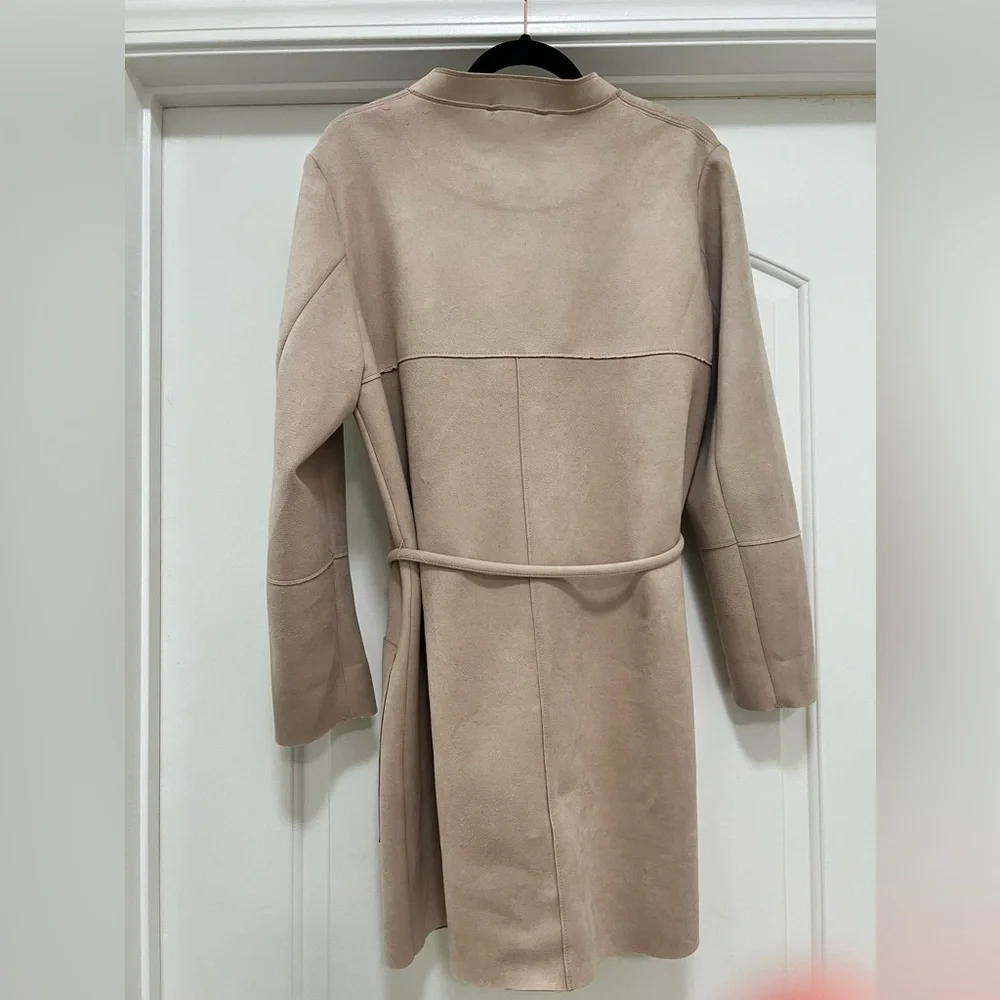 HM Faux Suede Wrap Style Belted Jacket - Picture 4 of 9